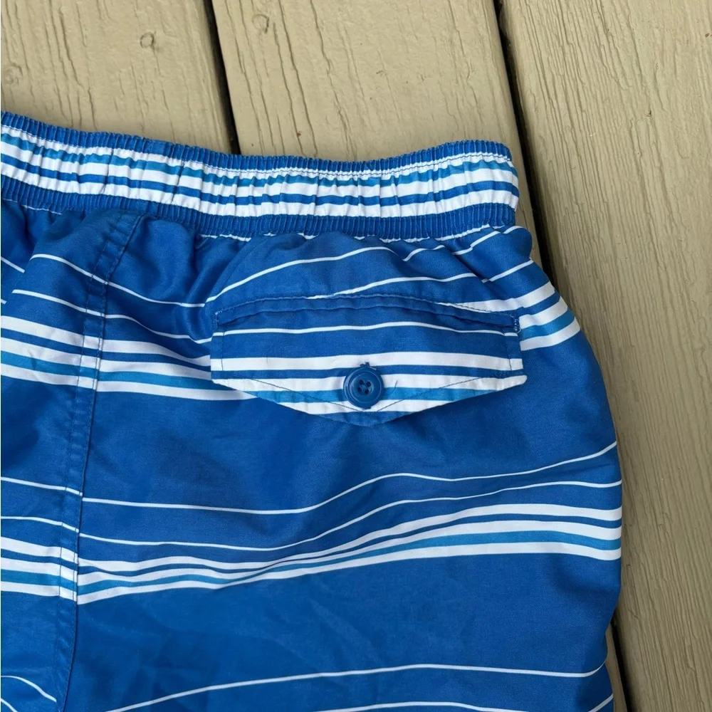 OLD NAVY Blue & White Striped Swim Shorts, Size: M